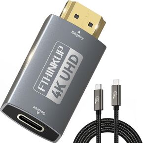 USB-C Female to HDMI Adapter with USB Video Cable, Uni-Directional USB C (Source) to HDMI (Display) Adapter, 4K Resolution, Compatible with Thunderbolt 3/4, iPhone 15 Pro Max, MacBook