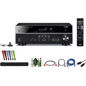 Yamaha RX-V385 5.1-Channel Surround Sound 4K Ultra HD AV Receiver with Bluetooth Home Theater System Bundle with Accessories