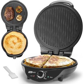 Electric Griddle Nonstick, Multi-Funtional Quesadilla Maker 10 Inch, Electric Grill Indoor, Pancake Griddle & Pan, Smokeless Indoor Grill, Non-stick Surface, Black