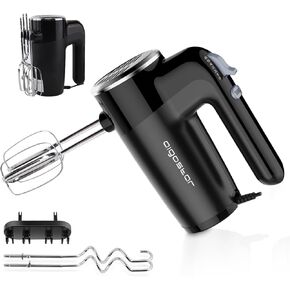 Aigostar Hand Mixer Electric, 6-Speed Mixer Electric Handheld with Attachments Storage, 4 Accessories, Turbo Boost, Easy Eject for Cream, Cake, 250W, Black