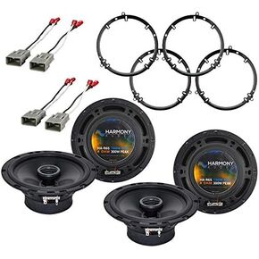 Harmony Audio HA-65 Compatible with Honda Civic 2001-2005 Rhythm Series 6.5" Replacement 300W Speakers & Grills, HA-727800 Speaker Harness & HA-827803 Multi Model Aftermarket 5.25" 6.5" Adapter Kit