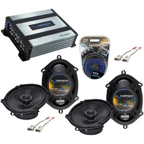 Harmony Audio HA-R68 Compatible with Ford F-150 1997-200 Rhythm Series 5x7 6x8 Replacement 225W Speakers, HA-A400.4 Alloy 4-Channel 800W Speaker Sub Amp and HA-AK10 Gauge 600W Amp Install Kit