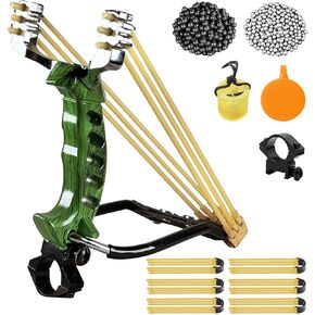 Professional Slingshots Set for Hunting, Catapult Hunting & Shooting Slingshot for Adult, High Velocity Tactical Wrist Sling Shot with Ammo Balls,Replacement Rubber Bands,Target