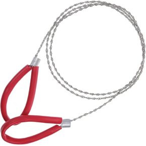 Hand Pocket String Rope Saw, Red Stainless Steel Cable Saw Metal Wire Saws PVC Pipes Cable Saws 32.4 Inch Heavy Duty Emergency Pocket Size Outdoor Tool for Camping Hiking Cutting Wood Hunting