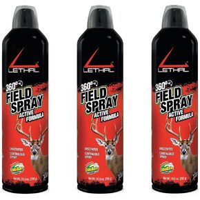 LETHAL 360-Degree Field Spray Active Formula with Human Scent Eliminating Agent for Hunting Clothes, Gear, and Equipment, Unscented, 10 Ounce Spray Bottle