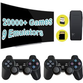 وحدة التحكم في لعبة Retro ، توصيل وتشغيل وحدة تحكم ألعاب الفيديو المدمجة في 9 محاكيات ، 20،000+ لعبة ، إخراج 4K HDMI للتلفزيون مع وحدات تحكم مزدوجة （Black