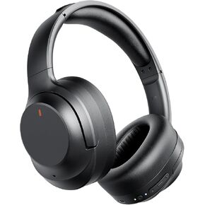 Active Noise Cancelling Headphones, Upgraded Wireless Bluetooth Headphones Over Ear with ENC Mic, HiFi Stereo Deep Bass, Noise Canceling Headphones Lightweight, BT 5.4, for Travel/Office/Home, Black