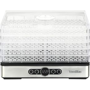 Food Dehydrator Dryer - Dehydrator for Healthy Food, Meat, Jerky, Fruit, Vegetable, Mushroom and Herb, 400W, 158°F, Mini Dryer with 5 BPA-Free Drying Racks and Slide Out Tray, White, Model 904