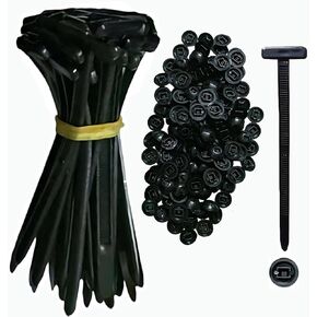 Nylon Universal Cable Tie Buckle, Upgrade Multipurpose Cable Tie Buckle, UV Resistant Black Zipties with Pin & Button Design, Heavy Duty Self-Locking Nylon Zip Ties Holder for Car Daily Repair(50PCS)