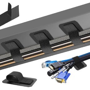 Cable Management Under Desk, 【Up to 15 Cord】【Enhanced Wire Holder】 Cord Organizer, Adjustable Hook and Loop Cable Ties, Reusable Cord Holder, Cable Clips Under Table Cable Hider, 20 Pair