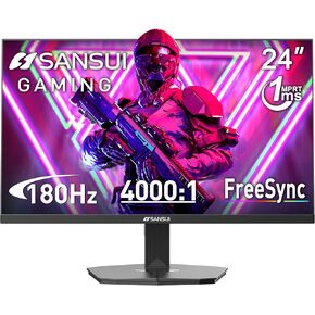 SANSUI 24 بوصة شاشة الألعاب 180Hz 1MS FreeSync HDR 110 ٪ SRGB FHD 1080P Computer Monitor Monitor HDMI DP PROTS Eye Care Lybeless Vesa Mount Cable Management (ES-G24F4L HDMI Cable)