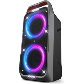 Portable Bluetooth Speaker: 240W Peak Powerful Loud Sound Deep Bass Wireless Boombox Large Subwoofer 15 Hours Battery Life Fast Charging with Led Light Show for Party Outdoor Camping Backyard