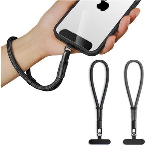 2 Pack Phone Wrist Strap, Wrist lanyard for iPhone Case Camera, Anti Theft Phone Strap Lanyard with 360° Rotating Hook, Chain Wristlet for Cruise Travel Grey&Black