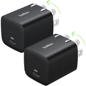 Belkin USB C Charger Block 25W – PD3.0 PPS Super Fast Charging - Samsung Galaxy S25, S24, S23, S22, Apple iPhone 16, iPhone 15/14/13 Plus, Pro, Pro Max, Google Pixel 9, Nintendo Switch, etc - Black