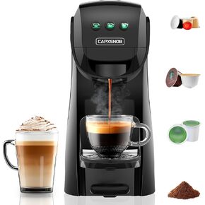 Warriors1 Single Serve Coffee Maker for Keurig K Cup, Espresso Machine for Nespresso Original, Dolce Gusto Pods, Grounds, Cappuccino & Latte Coffee Machine, 20 Bar Espresso Maker, 3 Brew Sizes