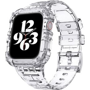 ANCOOL Compatible with Apple Watch Clear Band 41mm 40mm 38mm for Women Men, Crystal Bands with Bumper Case for iWatch Series 9 8 7 SE 6 5 4 3 2 1, Clear