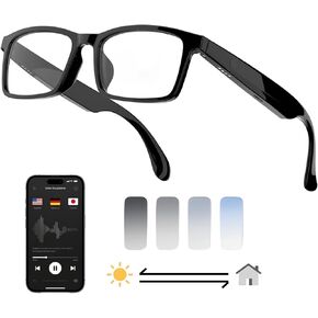 AI Translator Smart Glasses, 138 Languages Support, Bluetooth Connection, for Men and Women (AI+White Frame+Color Change Lens)