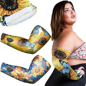 Plus Size Farmers Gardening Arm Sleeves with Thumb Hole UV Sun Protection Compression Sleeve for Adult