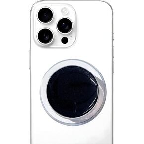 Magnetic Phone Handle Compatible with Phones, Foldable Phone Grip Stand for Smart Phones, Tablet Computers and Mobile Phone Accessories - Transparent Glitter Resin Pure Black