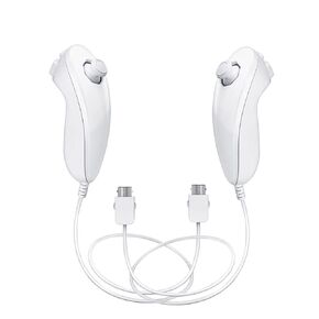 SHAKLAK Venanoci 2 Pack Wii Nunchuck Controller, Replacement Video Game Gamepads Joystick Controller for Wii and Wii U(White)