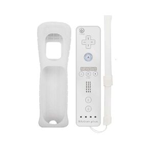 JYELUK Built-in Motion Plus Remote Gamepad Controller with Silicone Case and Wrist Strap for Nintend Wii and Wii U (White)