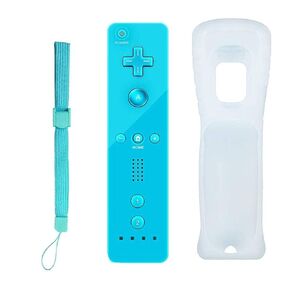 Wii Remote Controller, Wireless Replacement Video Game Gamepad Controller with Wrist Strap and Silicone Case for Wii & Wii U,No Motion Plus (Blue)