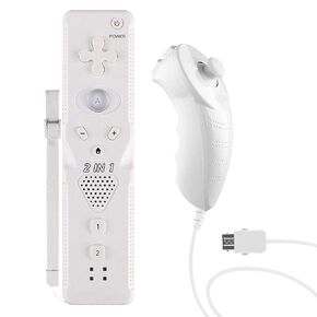 Wejoy Wii Remote Controller Build in Motion مع Nunchuck و Lrist Strap لـ Wii & Wii U -White
