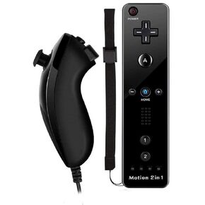 Lyyes Wii Controller with Motion Plus Wii Motion Remote with Nunchuck for Wii Wii U (Black)