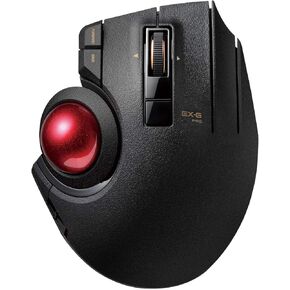 ELECOM EX-G Pro Trackball Mouse, Wired, Wireless, Bluetooth, Thumb Control, 8-Button Function, Ergonomic Design, Optical Gaming Sensor, Smooth Red Ball, Windows11, macOS (M-XPT1MRBK)