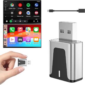 Mini Wireless CarPlay Adapter for iPhone & Android Auto – 2-in-1 Convert Wired to Wireless Apple CarPlay, Plug & Play, USB-C, Low Latency, Compatible with 2016+ Cars, iOS 10+/Android 11+