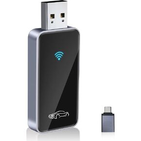 2025 Upgraded Mini Wireless CarPlay Adapter for iPhone – Plug&Play/5.8GHz Zero Latency/Convert Wired to Wireless Car Play Adapter with USB & USB-C/Compatible with iOS 10 for 2016+ Cars