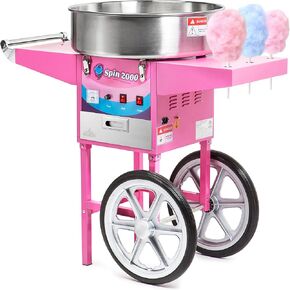 Olde Midway Cotton Candy Machine Cart, SPIN-2000 Electric Candy Floss Maker, Commercial-Grade