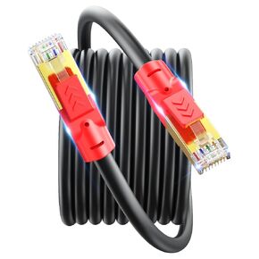 SNANSHI Cat 8 Ethernet Cable 50ft - 40Gbps 2000MHz High Speed Shielded LAN Cable for Gaming, PS5, Xbox, 4K TVs, Modem, Router – Indoor/Outdoor Weatherproof & UV Resistant