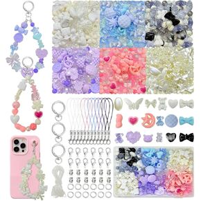 Cell Phone Charms DIY Kits,Beaded Strap Aesthetic Y2K Cell Keychain Lanyard for Camera Phone Case Wallet Bag Pendant Decor