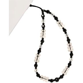 Beaded Phone Charm Y2K Kawaii Handmade Acrylic Phone Lanyard Wrist Strap for Camera Bag Airpods Keychain Charm Gold and White Pearls
