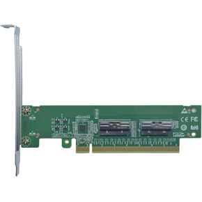 PCIe 5.0 x16 to 2 MCIO x8 Adapter Card for 4 U.2 NVMe SSD (Upward Interface)