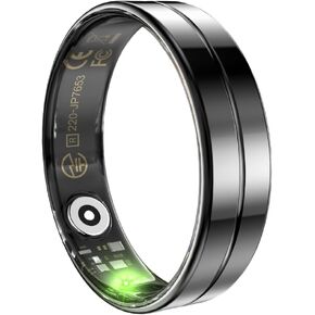 Fitness Rings for Men, Smart Ring Health Tracker with Heart Rate,Sleep Tracker, Step Tracker, No Subscription Fee, Waterproof Smart Ring for iPhone & Android(Black 12)