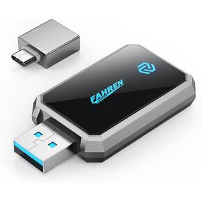 FAHREN Latest-Gen Wireless CarPlay Adapter,Bluetooth & WiFi Connection,Plug and Play,Stable Control,No Lag, Compatible with iOS 10+ & Cars 2016+,Mini Size with USB-A Extension Cable & Type-C Adapter