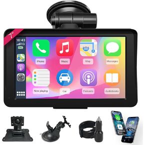 Wireless Carplay Screen for Car, 7" HD IPS Touch Screen Stereo for Apple Carplay & Android Auto,Bluetooth,Voice Control,GPS Navigation,Mirror Link | Plug-and-Play Installation,Car Paly for All Vehicle