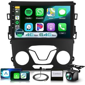 4G+64G Android 13 Car Stereo for Ford 2013-2019 Fusion Mondeo with DSP/Wireless Carplay/Android Auto, Sellrich 9 inch Touch Screen Radio Bluetooth 5.0 FM/RDS Mirrorlink Backup Camera