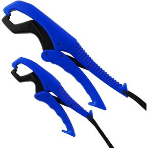 Floating Fish Lip Gripper 2PCS Set – 9" and 6" Secure Lock Grabber for Catfish Bass Trout Kayak Fishing – Non-Puncture Fishing Tools with Lanyard Saltwater Freshwater Use