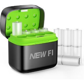 Portable 8-Bay AA/AAA Battery Charger with USB-C Input - Compact Travel Charger for AA/AAA Rechargeable Batteries, Fast Charge in Car/Home, Compatible with Li-ion NiMH NiCd