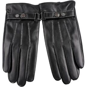 Men's Leather Dress Winter Driving Gloves with Warm Lining