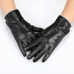 Winter Women's Leather Gloves Outdoor Driving Gloves