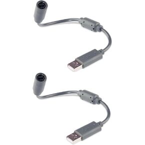 حزمة من 2 رمادي 360 متوافق مع USB الانفصالي Dongle Cable Cord Parts متينة لأجهزة Xbox 360 PC ملحقات وحدة تحكم سلكية 26 سم