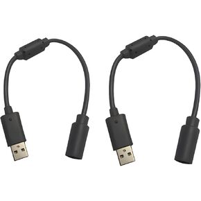 pack of 2 Black Compatible with USB Breakaway Dongle Cable Cord Adapter Parts Durable for Xbox 360 PC Wired Controller Accessories