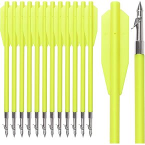 YLS 6.8 inch Bowfishing Arrows Fish Hunting Plastic with Harpoon Steel Point and Safty Slides for Outdoor Bow Fishing Huntings 12pcs