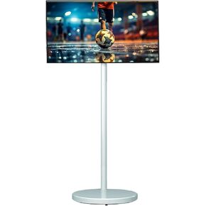 Portable 21.5-Inch TV for Camping, TV Portable with Stand on Wheels, Rotatable Display Movable TV with Screen Mirroring