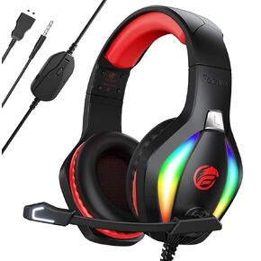 سماعة ألعاب Fachixy FC100 RGB لـ PS4 ، PS5 ، الكمبيوتر الشخصي ، التبديل ، Xbox ، سماعات الرأس مع ضوء RGB