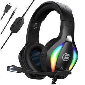 Fachixy FC100 Gaming Headset for PS4, PS5, PC, Xbox, Switch, PC Headset with RGB Light
